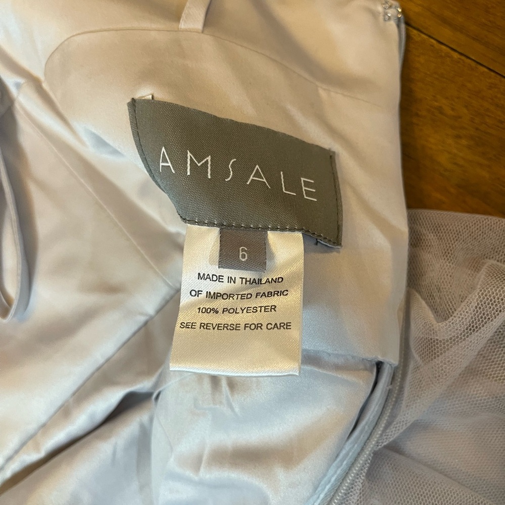Amsale Light Gray Spaghetti Strap Bridesmaid Dress - image 6